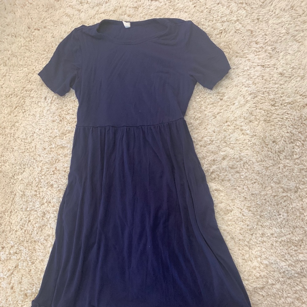 Maternity Navy solid ruffle dress
